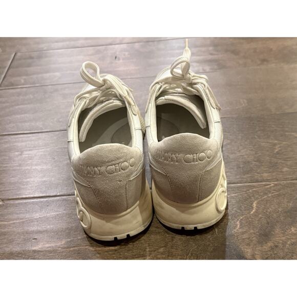 Jimmy Choo Womens Optical White Suede Landon Onss Sneakers Shoes Size 38 - Picture 4 of 15
